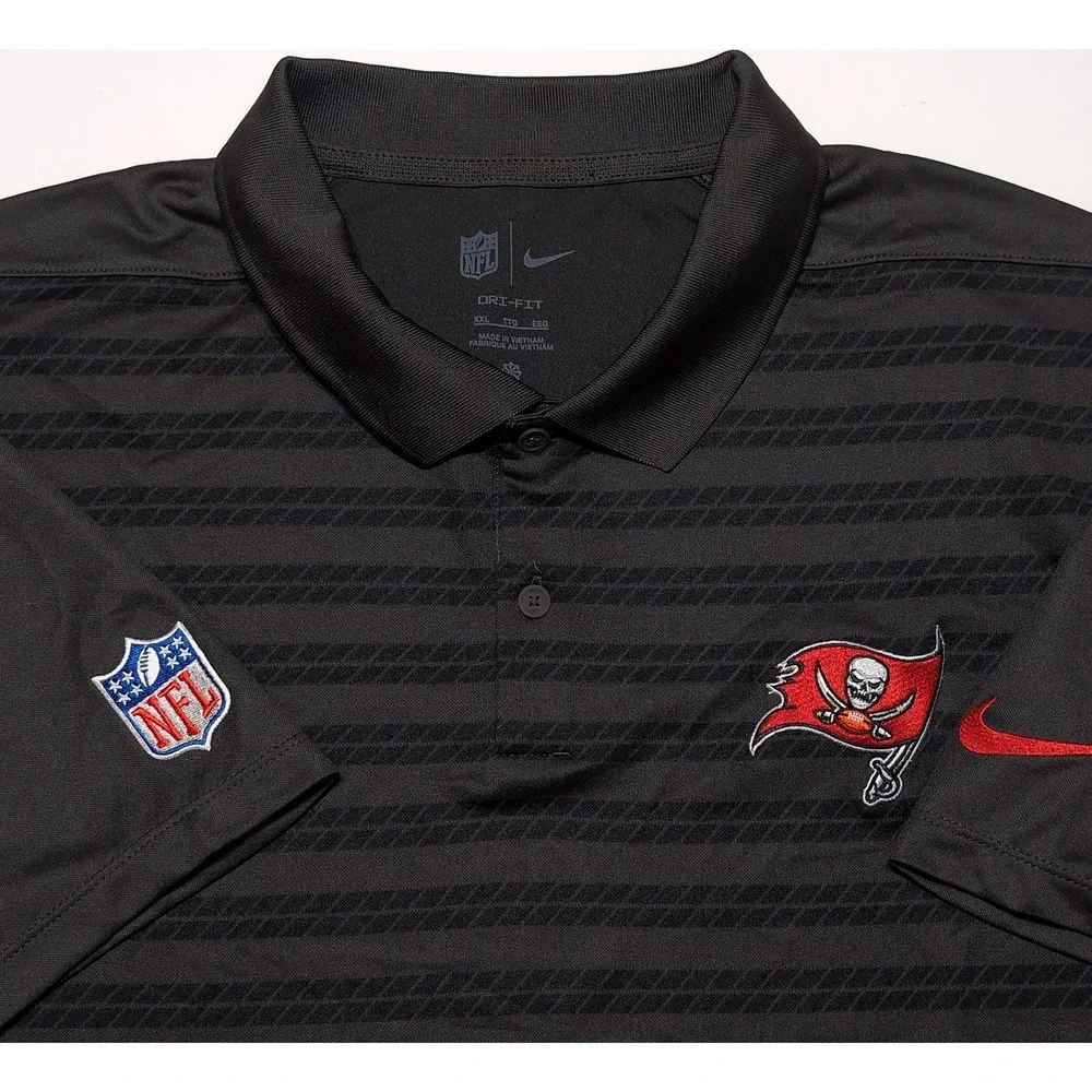 NIKE Tampa Bay Buccaneers Bucs Polo Shirt Gray Striped XXL 2XL
